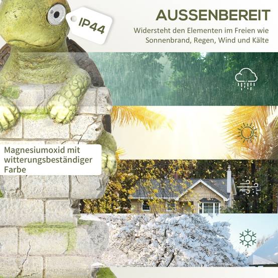 Statue Tortue Solaire Jardin Magnésie Éclairage LED 37cm Déco Extérieure - ComfortXL Outdoor Living - Image 6