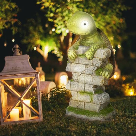 Statue Tortue Solaire Jardin Magnésie Éclairage LED 37cm Déco Extérieure - ComfortXL Outdoor Living - Image 1