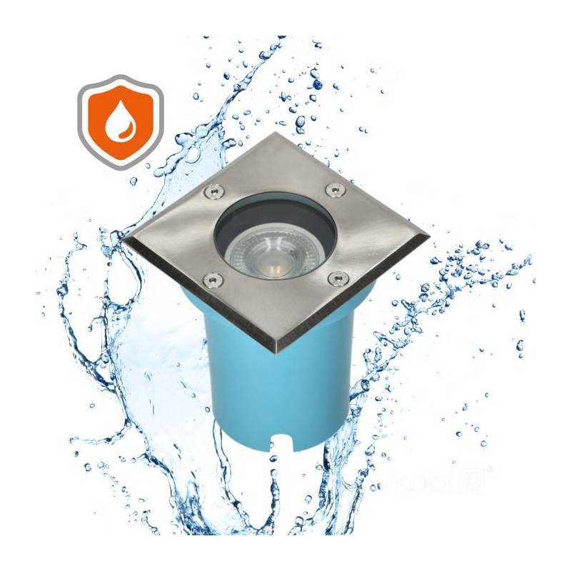 Spot extérieur encastrable carré GU10 230V acier inoxydable IP65 - Image 5