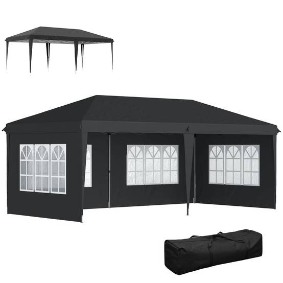 Tonnelle pliante polyester noir 585 x 295 x 270 cm - PANGIVO - Image 1