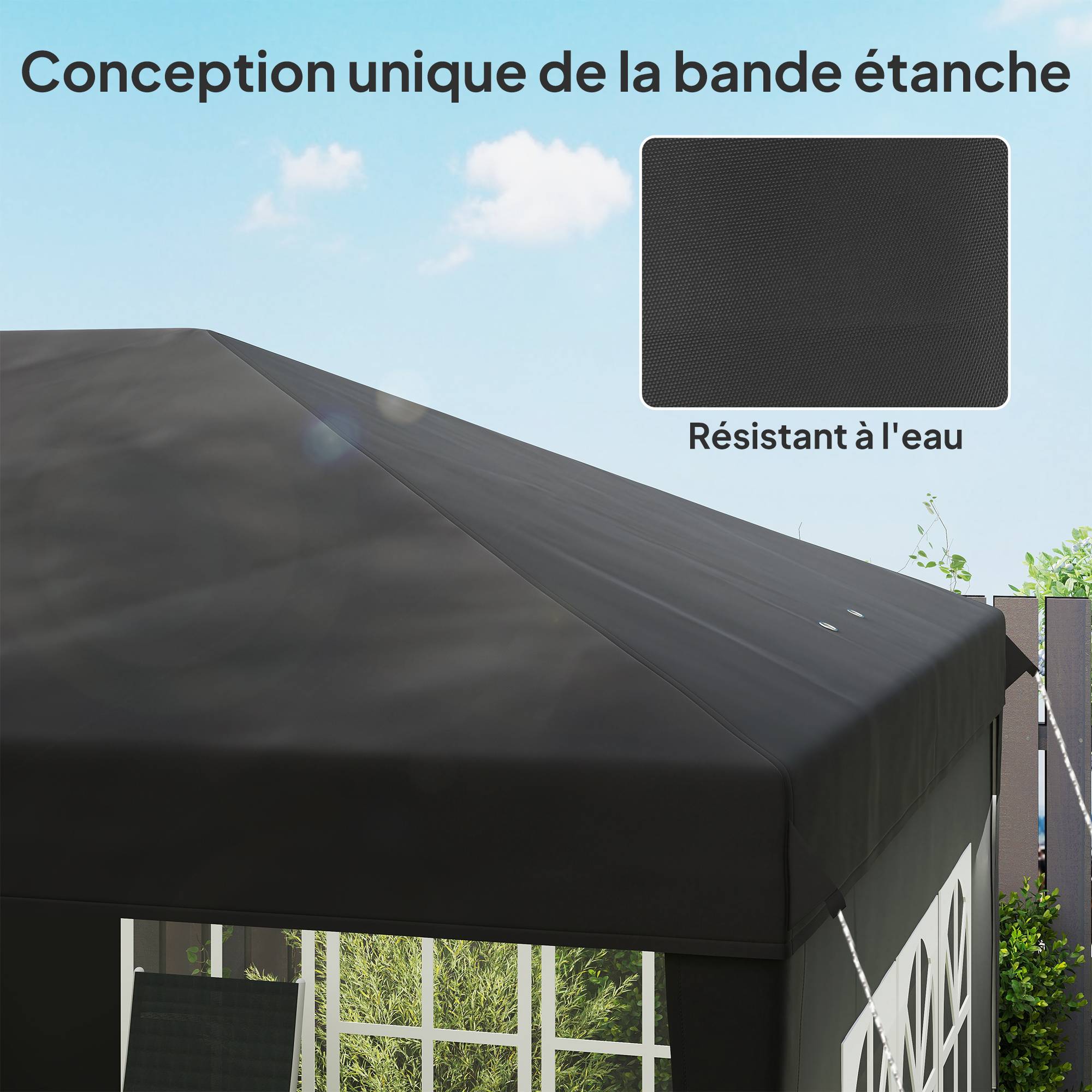 Tonnelle pliante polyester noir 585 x 295 x 270 cm - PANGIVO - Image 8