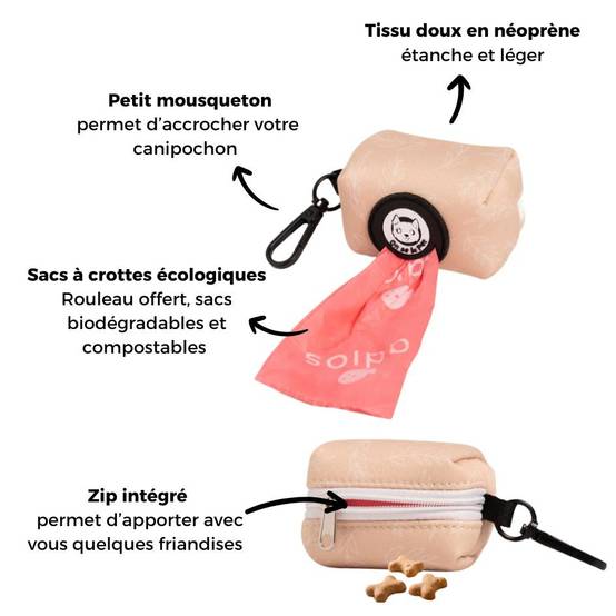 Distributeur de sacs à crottes (rouleau inclus) - Beige Tropical – On se la Pet - Image 4