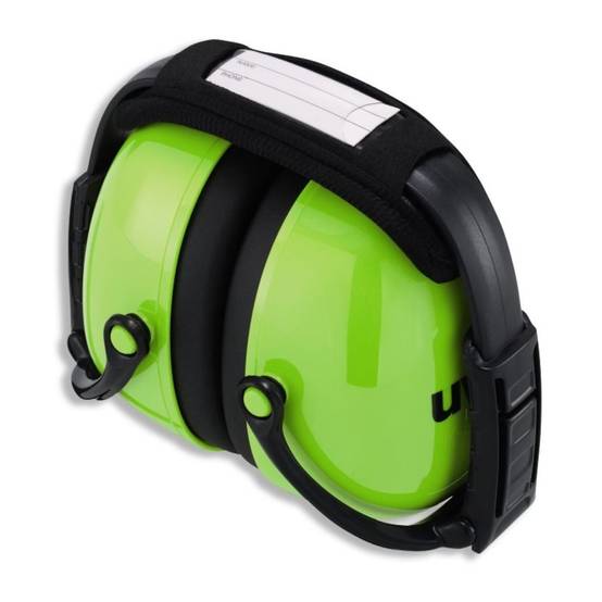 Casque antibruit pliable haute visibilité uvex K2 SNR 31 dB Vert Citron Unique
