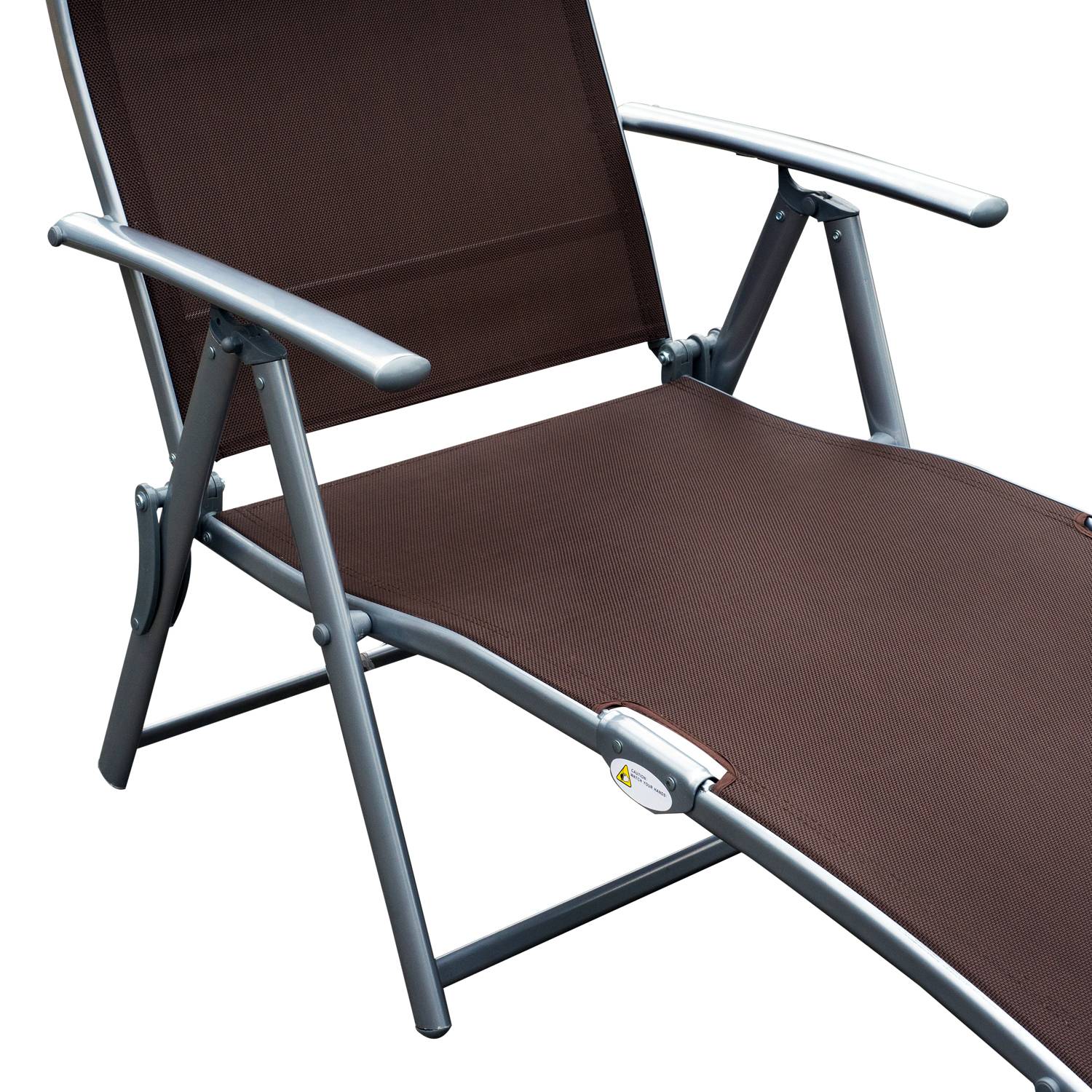 Outsunny - Bain de soleil pliable dossier inclinable multi-positions têtière fournie métal époxy textilène marron - Outsunny - Imagen 8