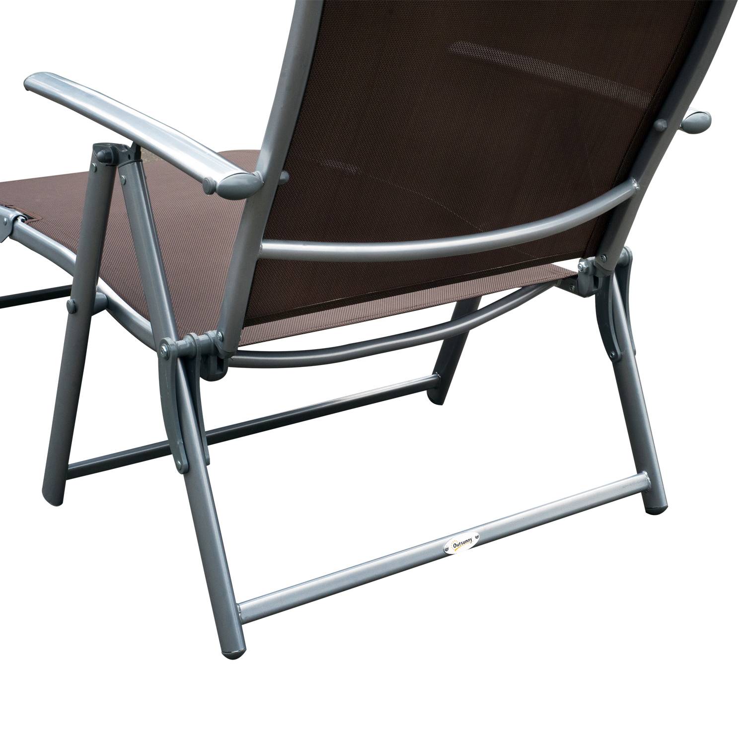 Outsunny - Bain de soleil pliable dossier inclinable multi-positions têtière fournie métal époxy textilène marron - Outsunny - Imagen 9