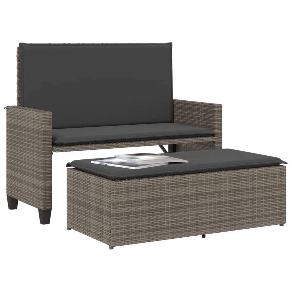 Canapé lit jardin modulable résine tressée tabouret coussins gris – ComfortXL Outdoor Living - Image 4