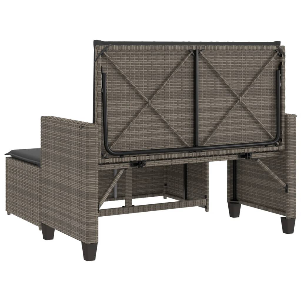 Canapé lit jardin modulable résine tressée tabouret coussins gris – ComfortXL Outdoor Living - Image 7