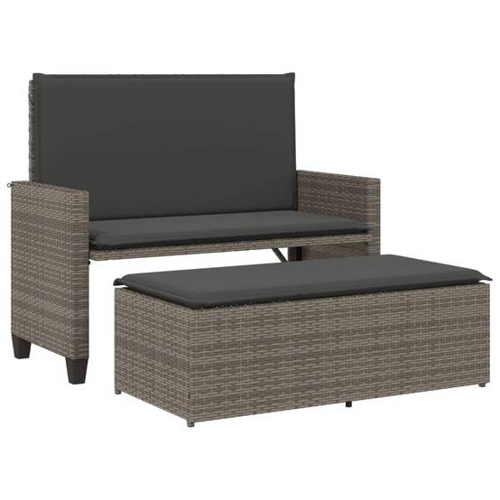 Canapé lit jardin modulable résine tressée tabouret coussins gris – ComfortXL Outdoor Living - Image 2