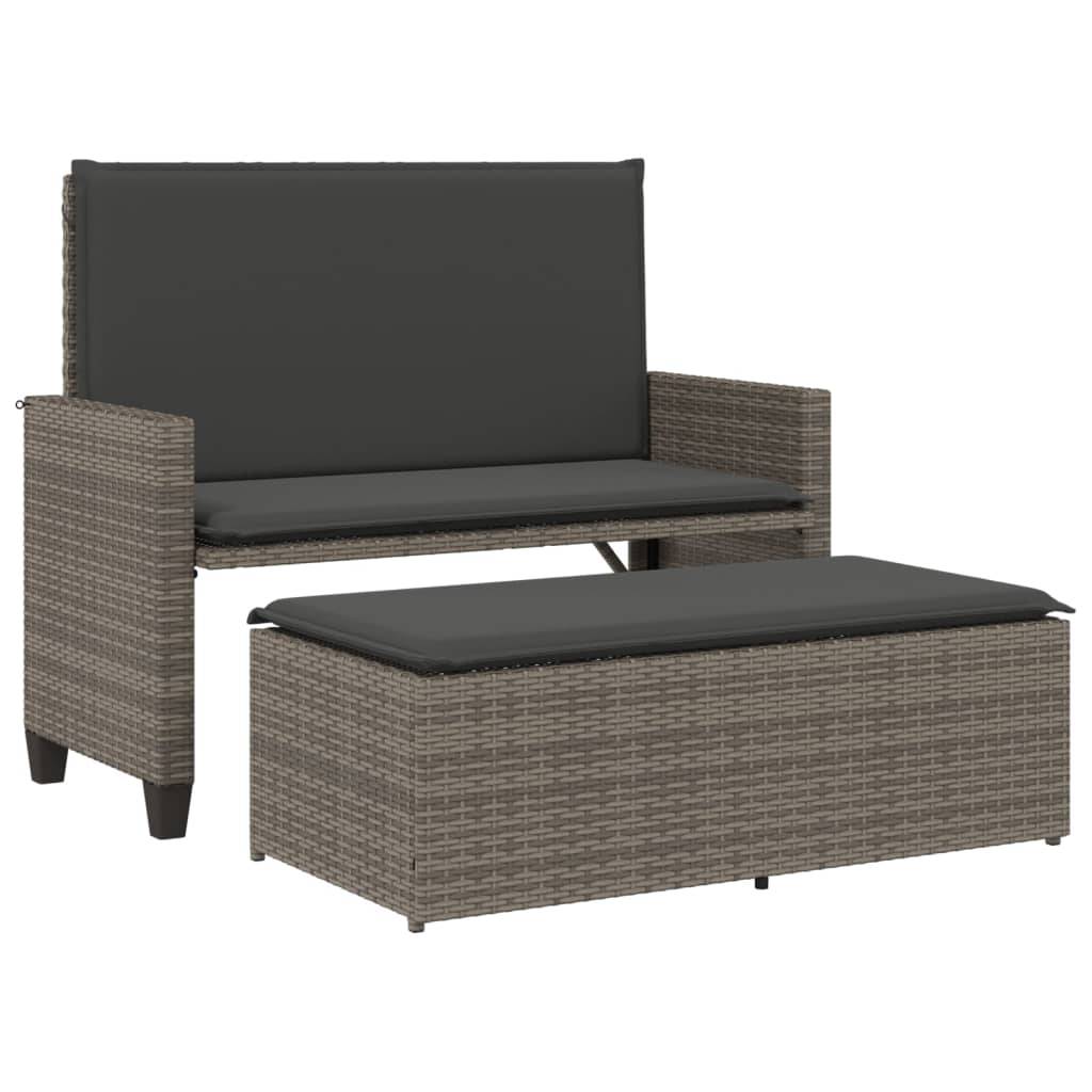 Canapé lit jardin modulable résine tressée tabouret coussins gris – ComfortXL Outdoor Living - Image 2