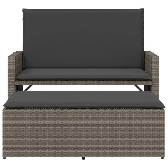 Canapé lit jardin modulable résine tressée tabouret coussins gris – ComfortXL Outdoor Living - Image 5