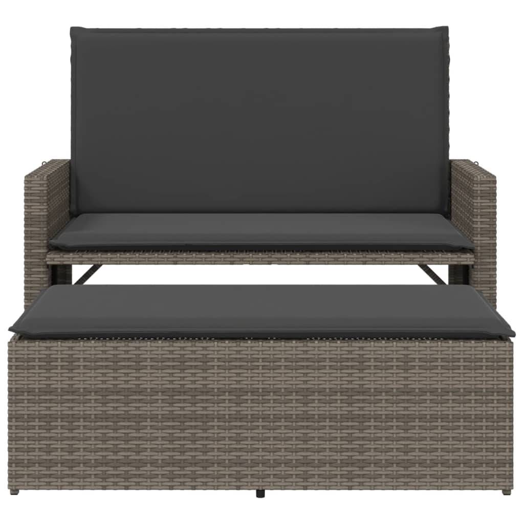 Canapé lit jardin modulable résine tressée tabouret coussins gris – ComfortXL Outdoor Living - Image 5