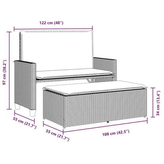 Canapé lit jardin modulable résine tressée tabouret coussins gris – ComfortXL Outdoor Living - Image 10