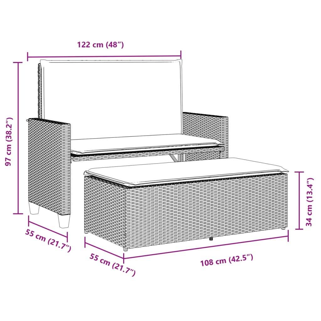 Canapé lit jardin modulable résine tressée tabouret coussins gris – ComfortXL Outdoor Living - Image 10
