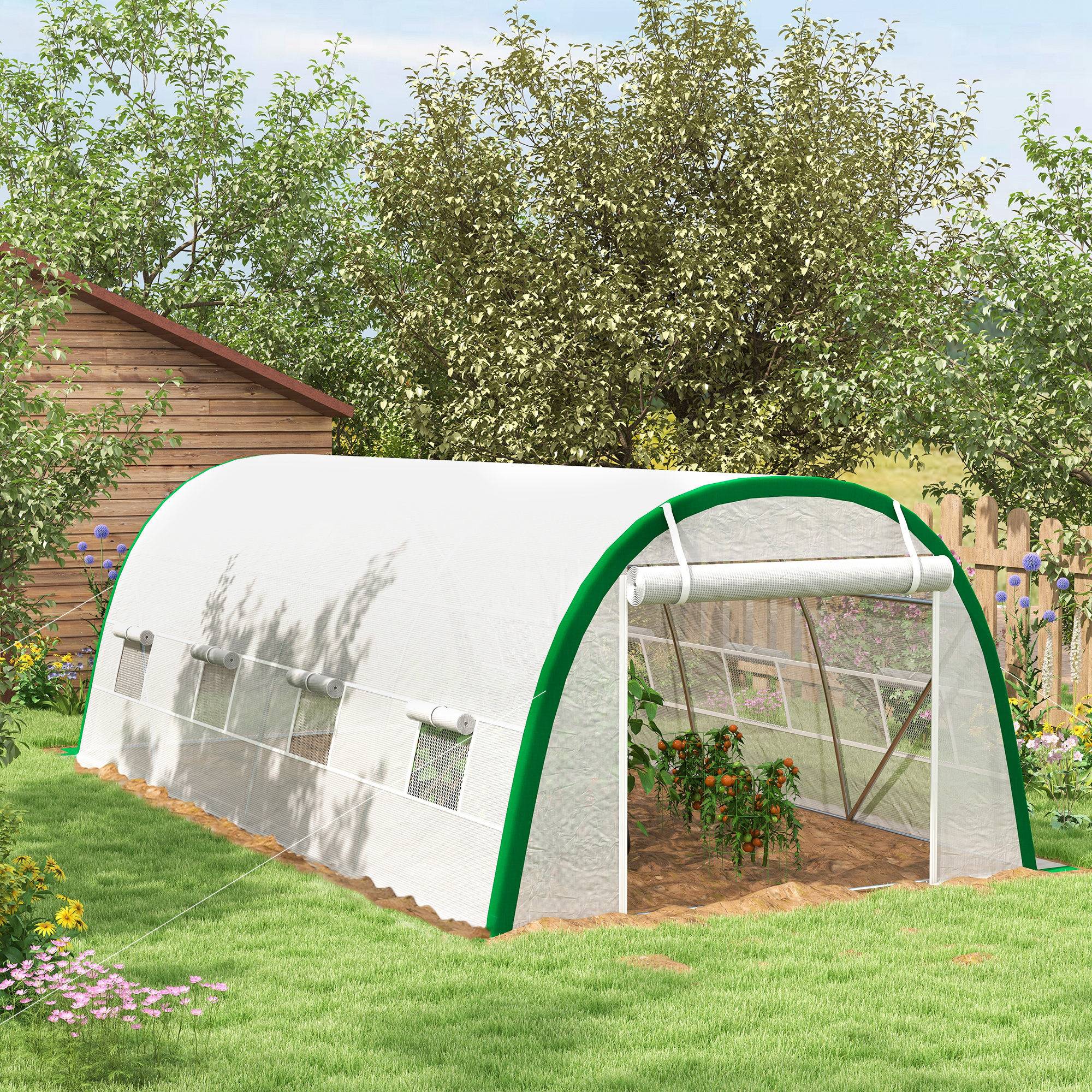 Serre Tunnel de Jardin 18 m² Acier Galvanisé Robuste 8 Fenêtres 6x3x2 m Blanc - ComfortXL Outdoor Living - Image 8