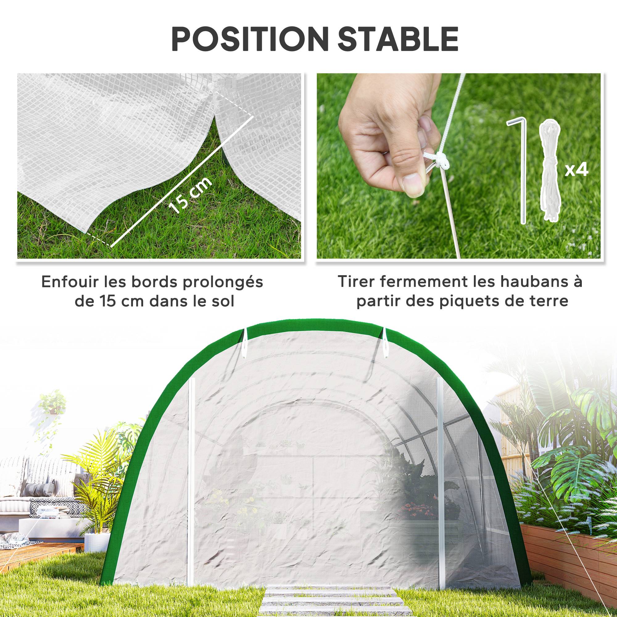 Serre Tunnel de Jardin 18 m² Acier Galvanisé Robuste 8 Fenêtres 6x3x2 m Blanc - ComfortXL Outdoor Living - Image 7