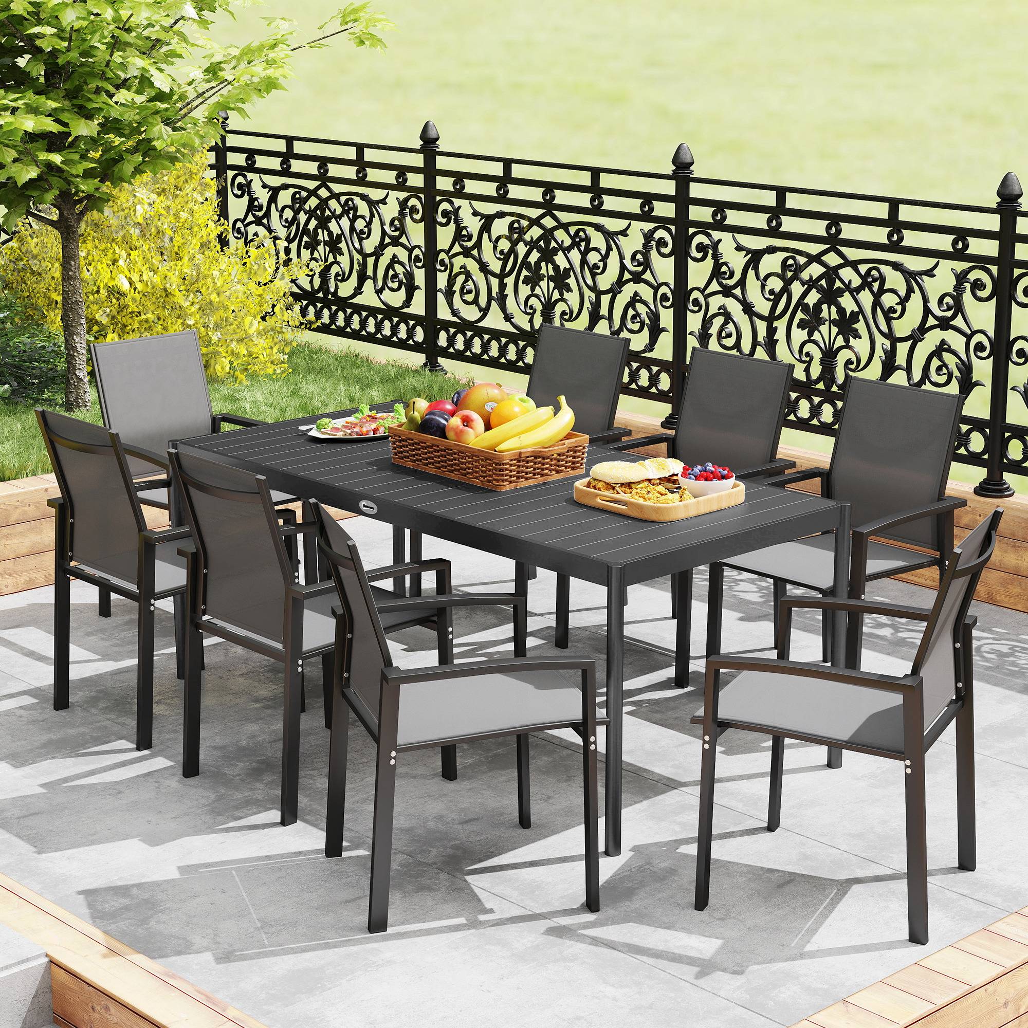PANGIVO - Table de jardin acier et aluminium gris foncé 186 x 90 x 74 cm - PANGIVO - Image 10
