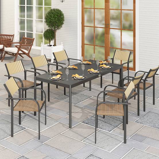 PANGIVO - Table de jardin acier et aluminium gris foncé 186 x 90 x 74 cm - PANGIVO - Image 3