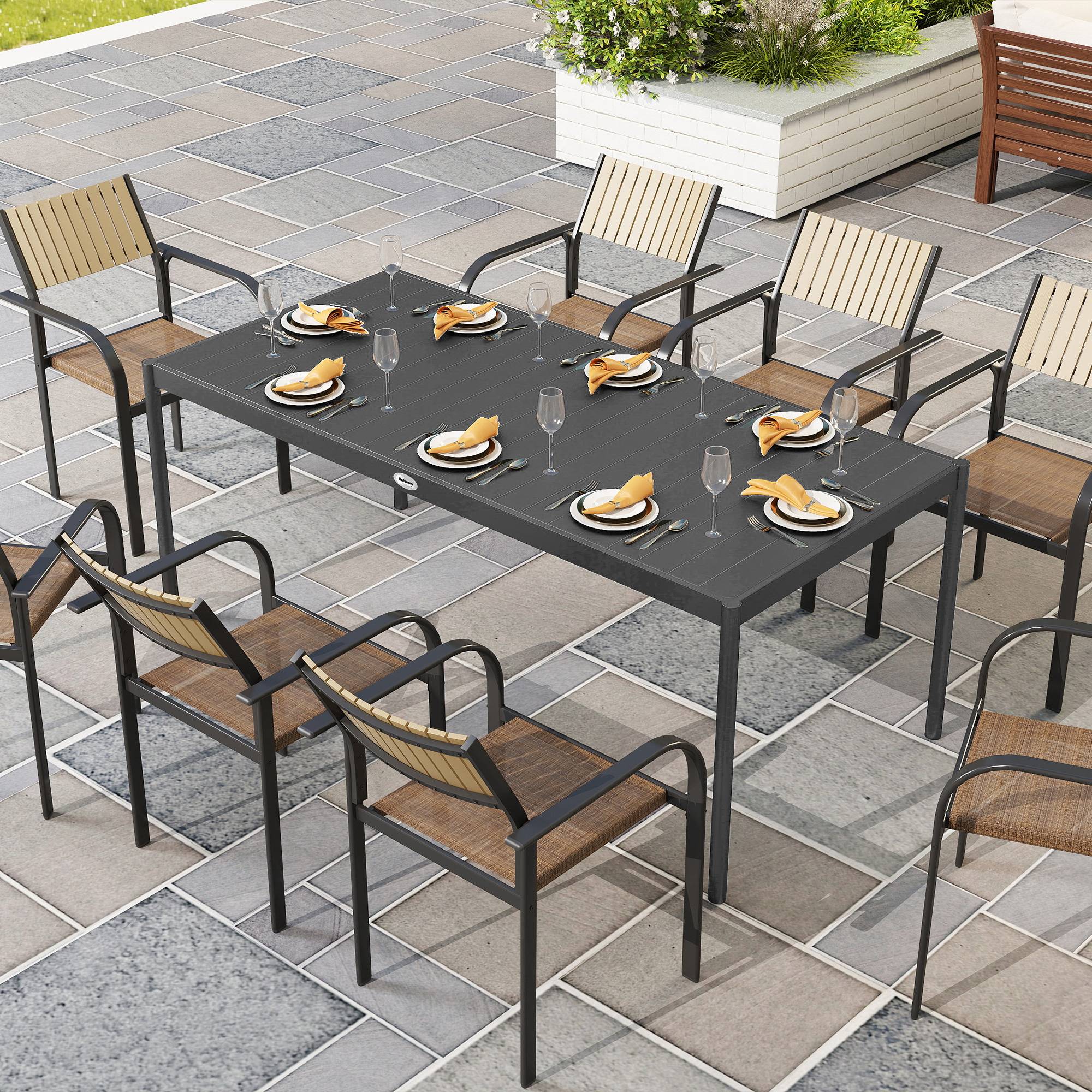 PANGIVO - Table de jardin acier et aluminium gris foncé 186 x 90 x 74 cm - PANGIVO - Image 9