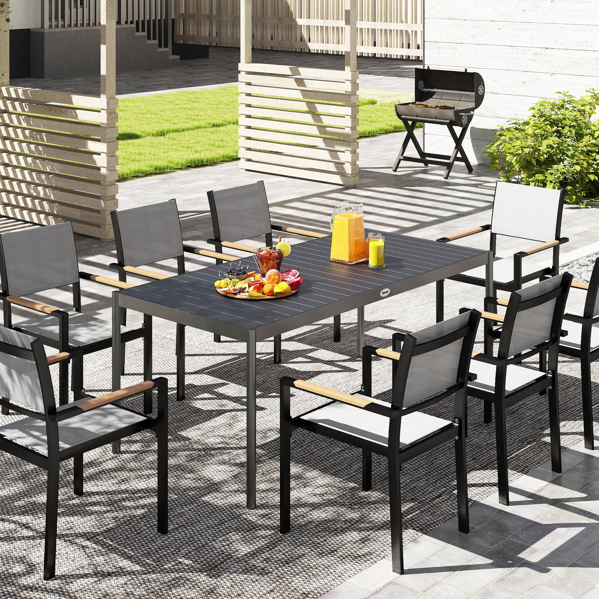 PANGIVO - Table de jardin acier et aluminium gris foncé 186 x 90 x 74 cm - PANGIVO - Image 4