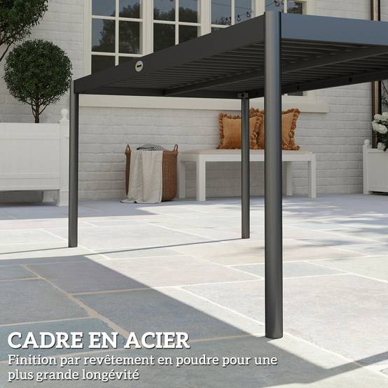 PANGIVO - Table de jardin acier et aluminium gris foncé 186 x 90 x 74 cm - PANGIVO - Image 8