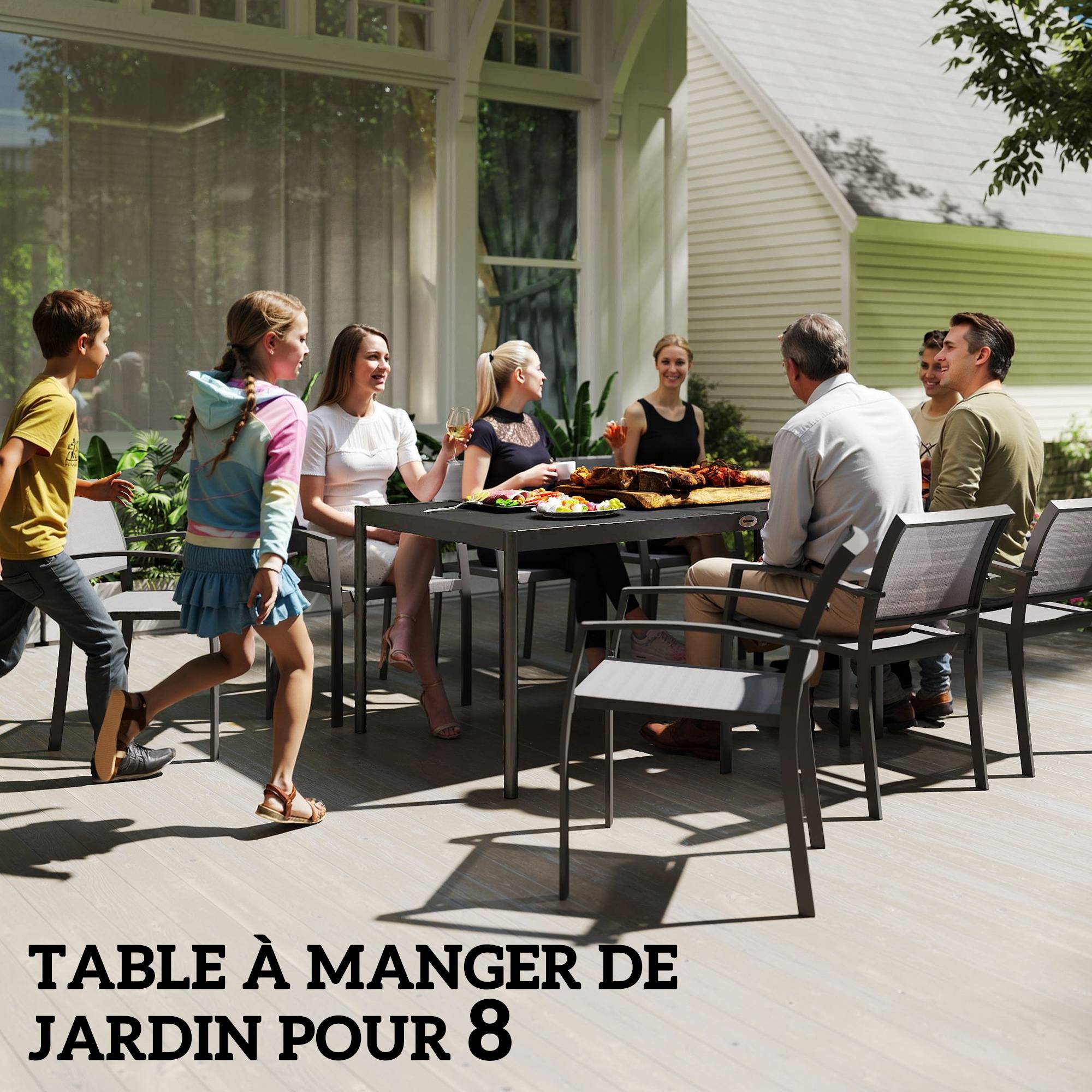 PANGIVO - Table de jardin acier et aluminium gris foncé 186 x 90 x 74 cm - PANGIVO - Image 6
