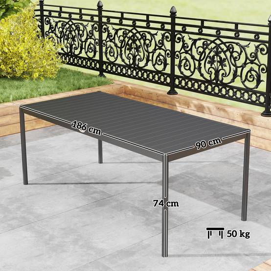 PANGIVO - Table de jardin acier et aluminium gris foncé 186 x 90 x 74 cm - PANGIVO - Image 5