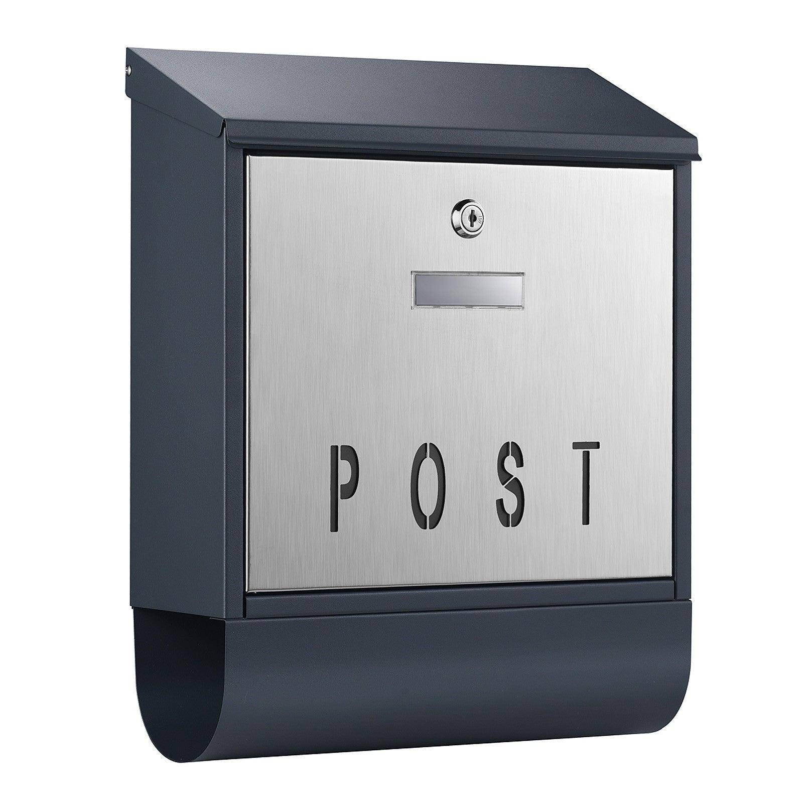 Helloshop26 - Boite aux lettres design porte-journaux boîte postale design murale 30 × 39 × 11 cm gris - Imagen 1