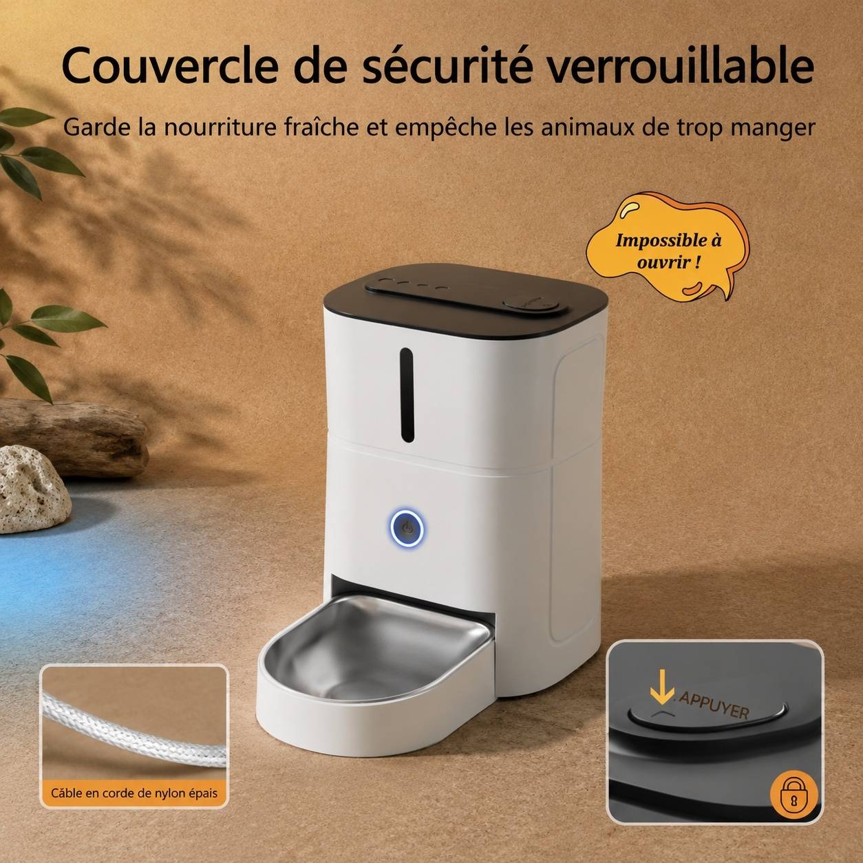 Distributeur Automatique de Nourriture pour Chat Wifi 2.4G 3L Contrôle APP 1 à 10 Repas Par Jour - Image 5