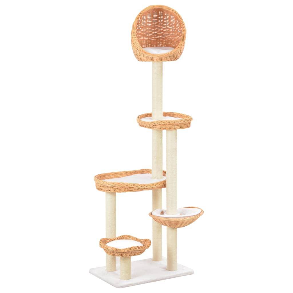 Helloshop26 - Arbre à chat griffoir grattoir niche jouet animaux peluché en sisal naturel bois de saule - Imagen 1