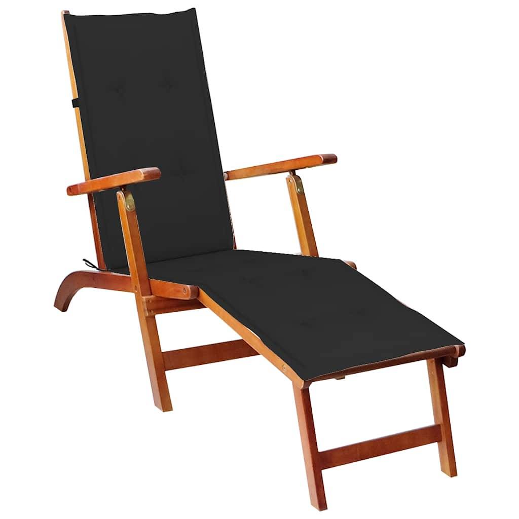 Vidaxl - Chaise longue d'extérieur repose-pied et coussin Acacia solide vidaXL 3064021 - Image 1
