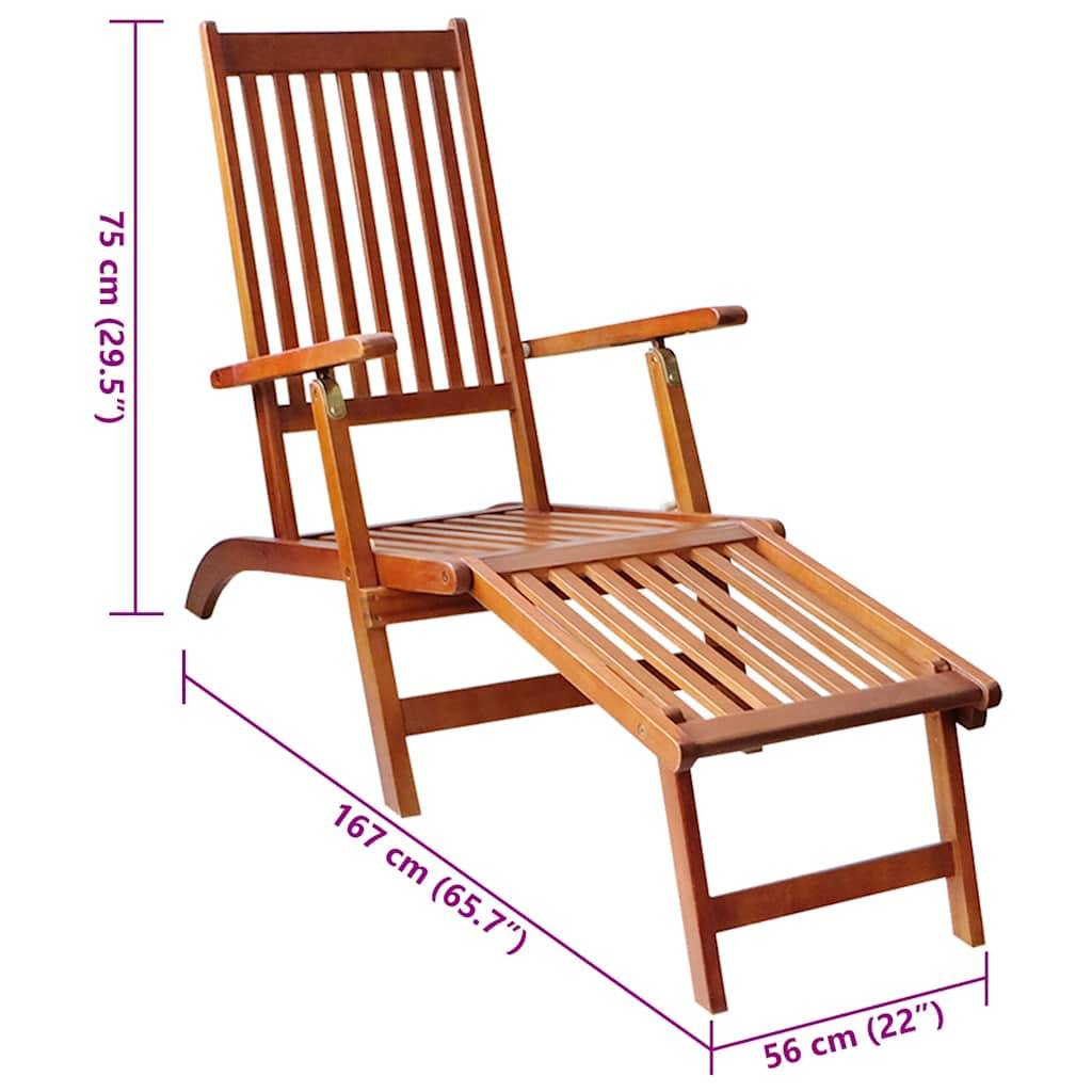 Vidaxl - Chaise longue d'extérieur repose-pied et coussin Acacia solide vidaXL 3064021 - Image 3