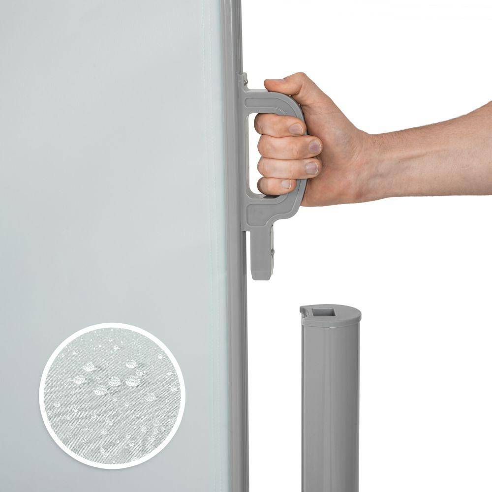 Helloshop26 - Auvent store latéral brise-vue paravent rétractable double gris 200 x 600 cm - Imagen 3