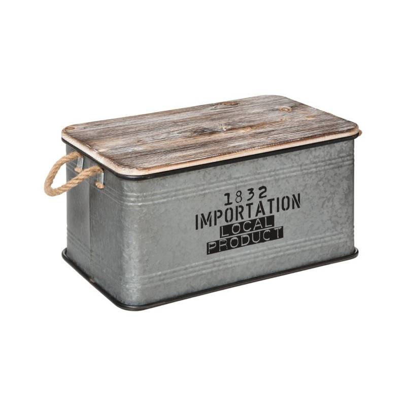 Lot de 3 malles métal gris plateau bois Atmosphera - Imagen 6