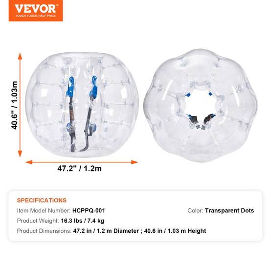 Vevor - VEVOR Bulle gonflable transparente 1.2m, PVC 0.8mm, pour jeux en plein air adolescents/adultes, jardin. - Image 7