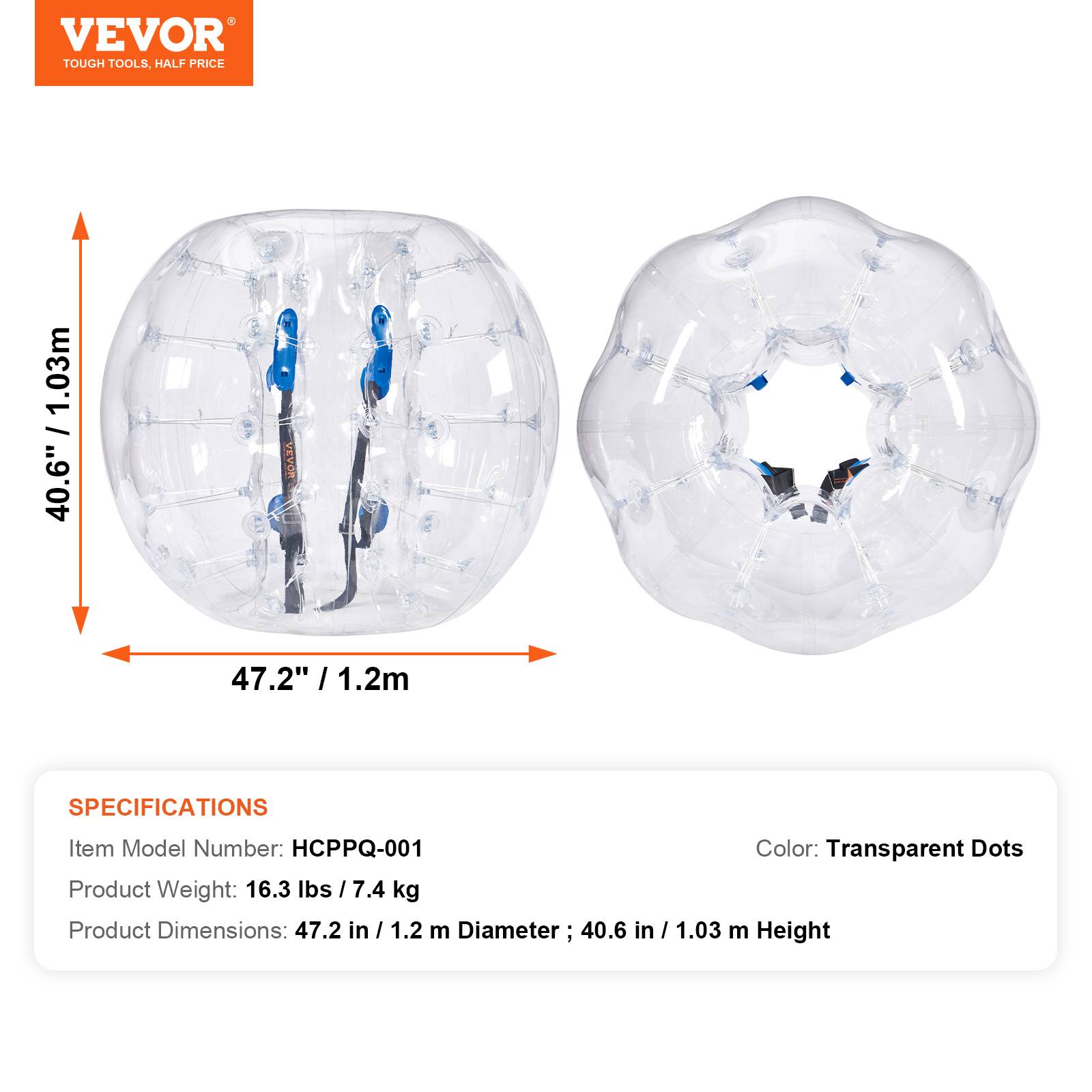 Vevor - VEVOR Bulle gonflable transparente 1.2m, PVC 0.8mm, pour jeux en plein air adolescents/adultes, jardin. - Image 7