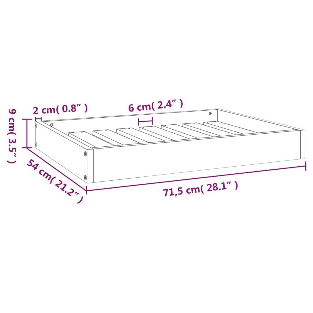 Vidaxl - Lit pour chien Noir 71,5x54x9 cm Bois de pin solide vidaXL 820860 - Imagen 3