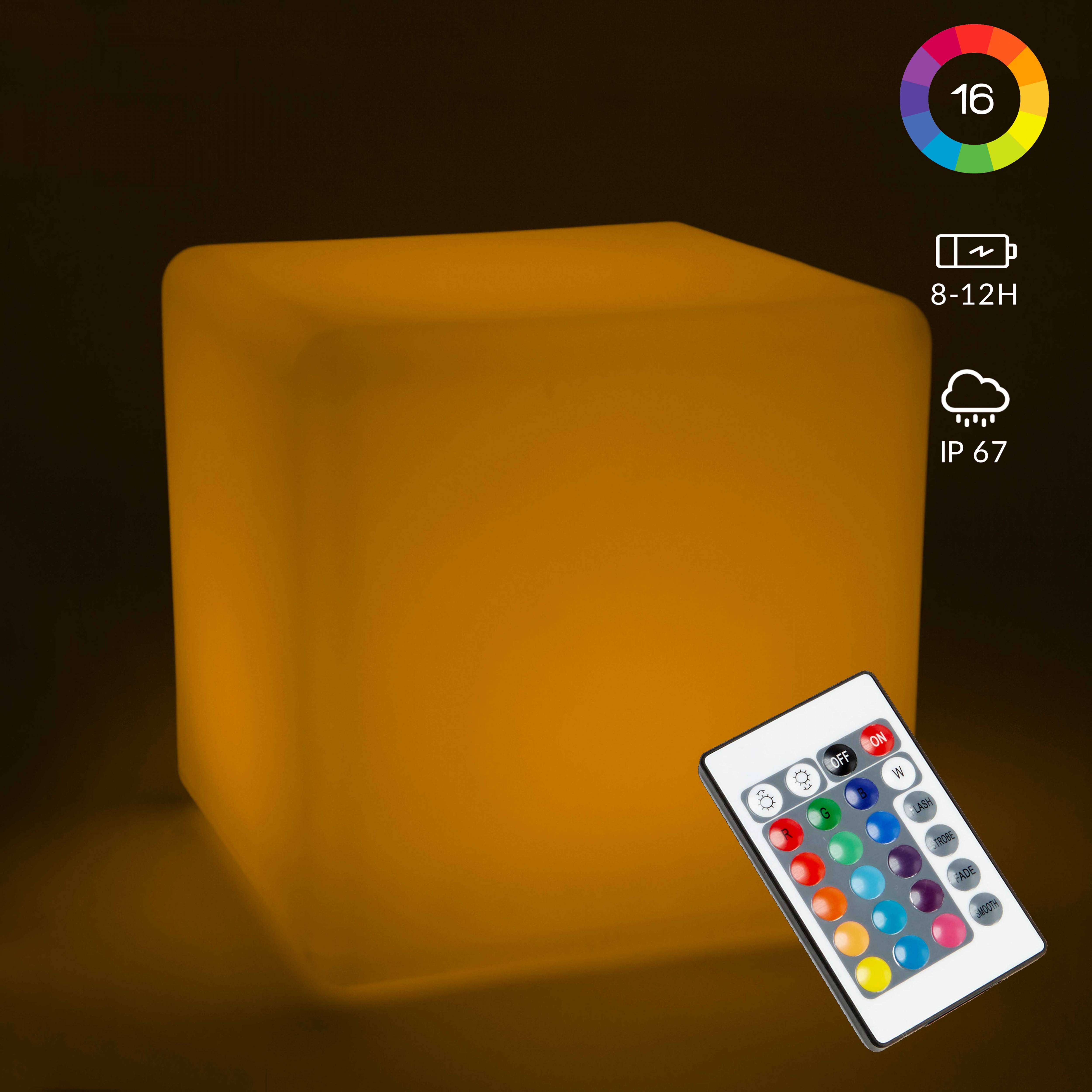Oviala - Cube led lumineux polyéthylène blanche - Oviala - Imagen 3