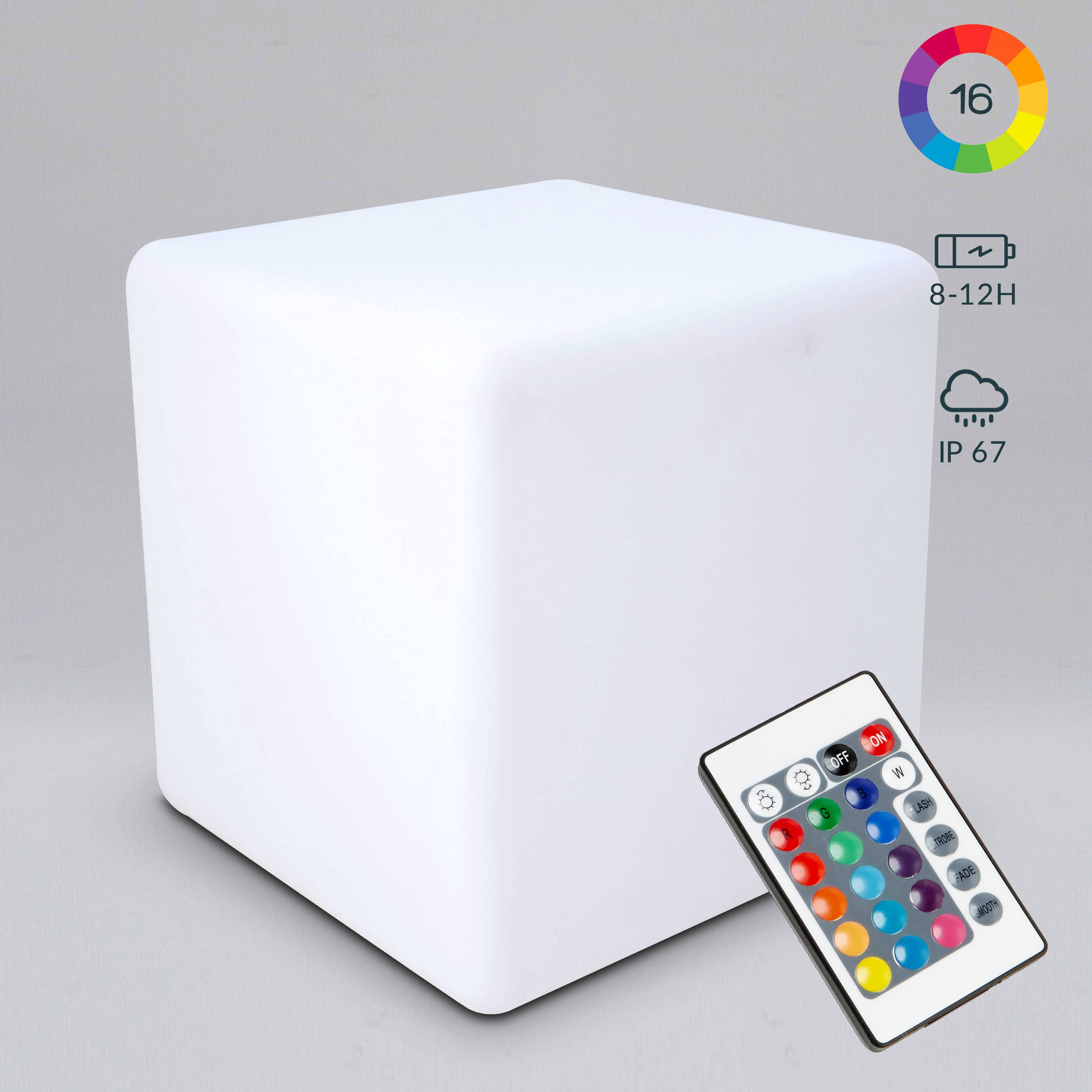 Oviala - Cube led lumineux polyéthylène blanche - Oviala - Imagen 2