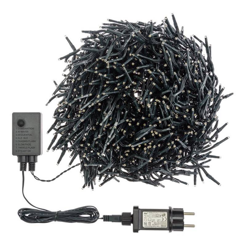 Lotti - Guirlande Boa 11.5M 1100 micro LED blanc froid câble vert 8 jeux de lumière Lotti - Imagen 3