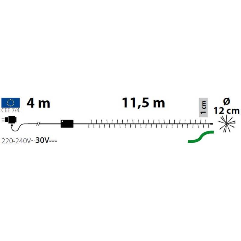 Lotti - Guirlande Boa 11.5M 1100 micro LED blanc froid câble vert 8 jeux de lumière Lotti - Imagen 2