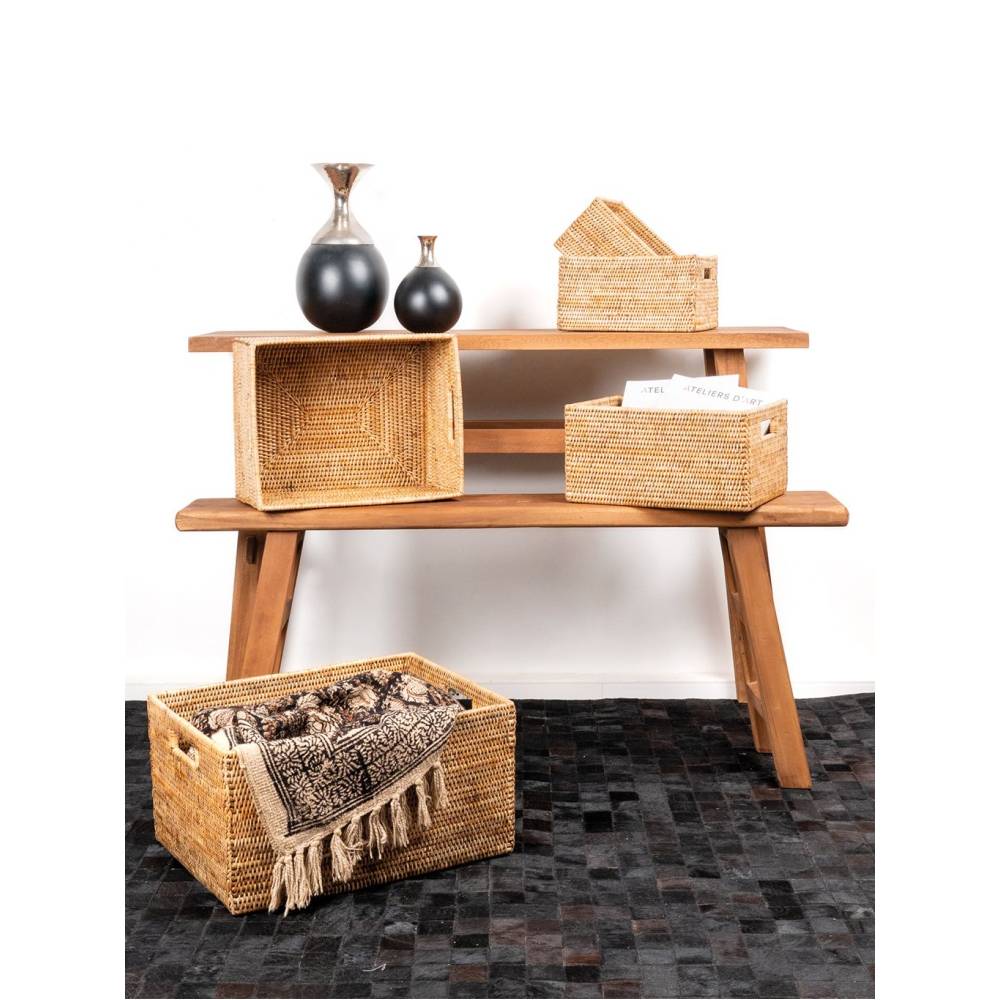 Aubry Gaspard - Panier de rangement en rotin naturel 28 x 22 x 15 cm - Imagen 2
