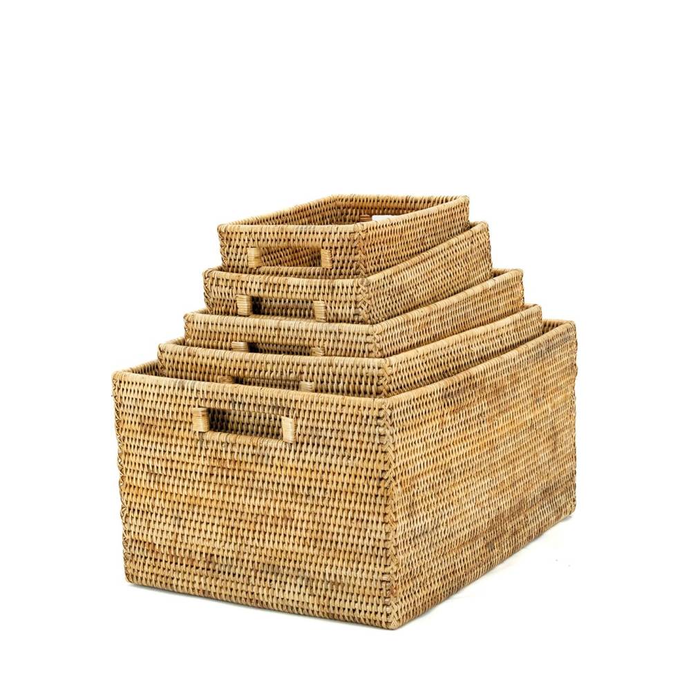 Aubry Gaspard - Panier de rangement en rotin naturel 28 x 22 x 15 cm - Imagen 4