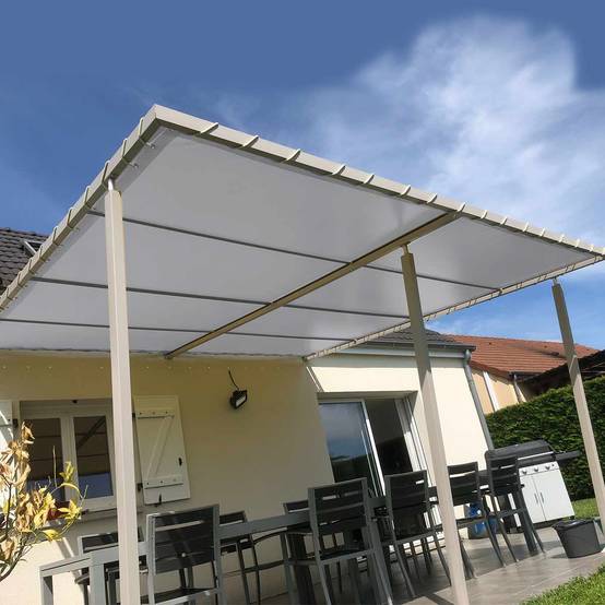 Toile Pergola Blanche 3x5 m XP640PR - Garantie 10 ans - Bâche Pergola ou Tonnelle étanche en PVC - Made in France TECPLAST - Imagen 2