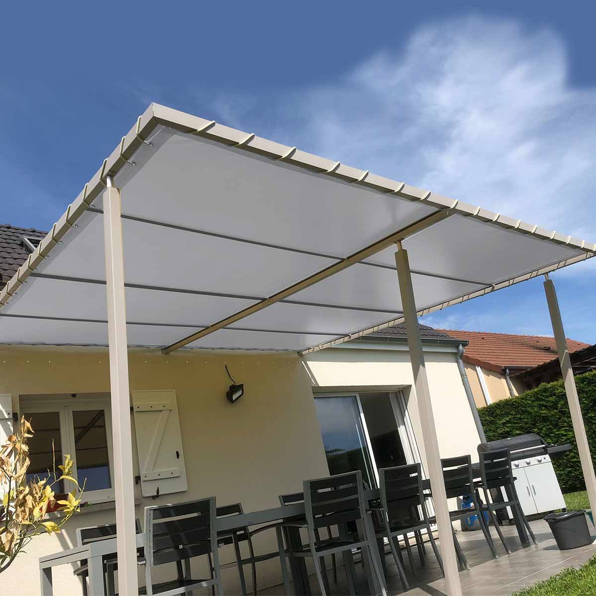 Toile Pergola Blanche 3x5 m XP640PR - Garantie 10 ans - Bâche Pergola ou Tonnelle étanche en PVC - Made in France TECPLAST - Imagen 2