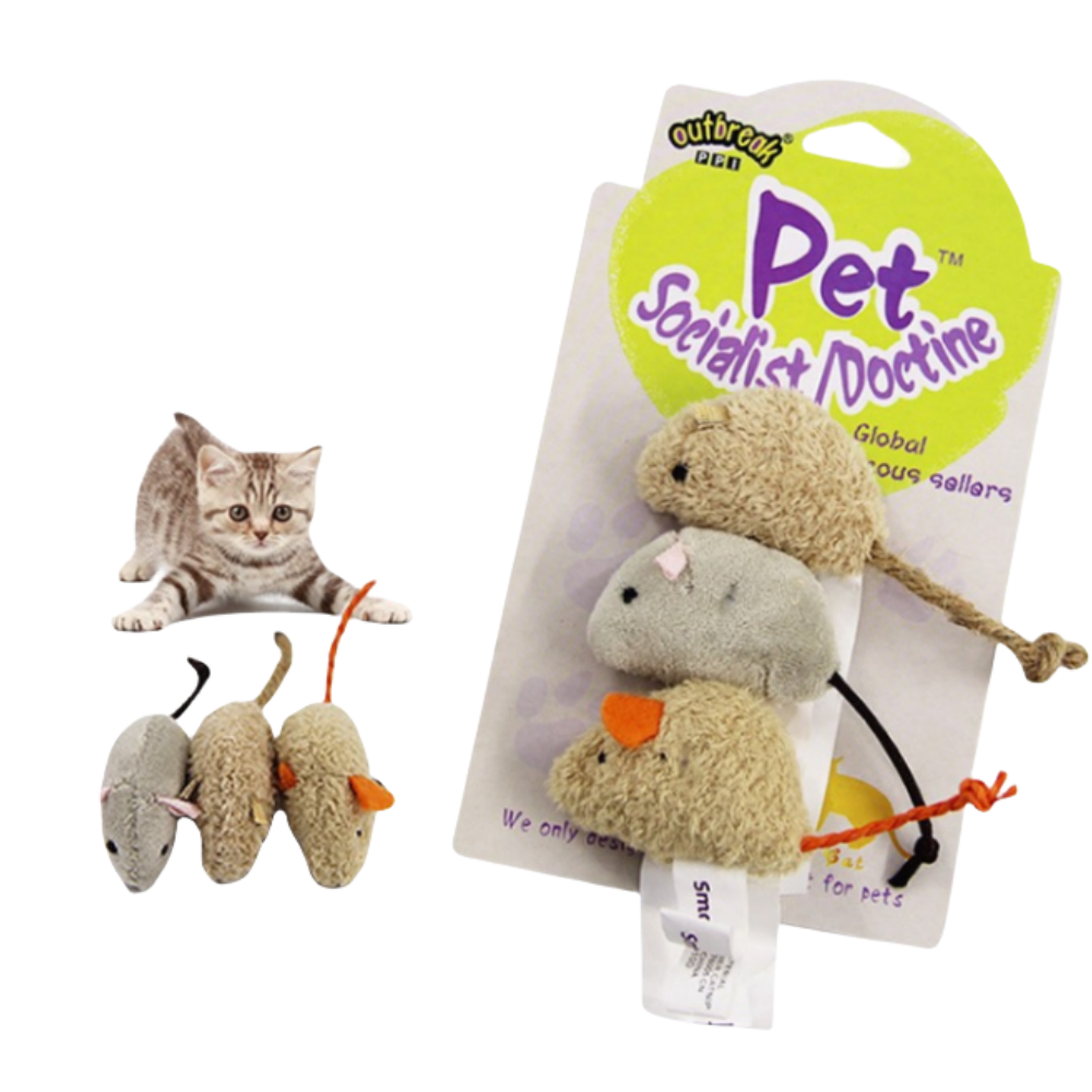 Lot de 3 Souris en Duvet - Jouets Résistants pour Chat-Living123 - Image 1