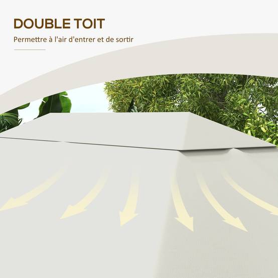 Outsunny - Toile de remplacement pour pavillon tonnelle tente gazebo jardin 3x4m anti-UV tissu polyester haute densité 180g/m² crème - Outsunny - Image 6
