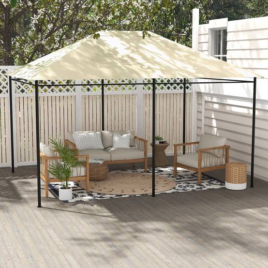 Outsunny - Toile de remplacement pour pavillon tonnelle tente gazebo jardin 3x4m anti-UV tissu polyester haute densité 180g/m² crème - Outsunny - Image 4