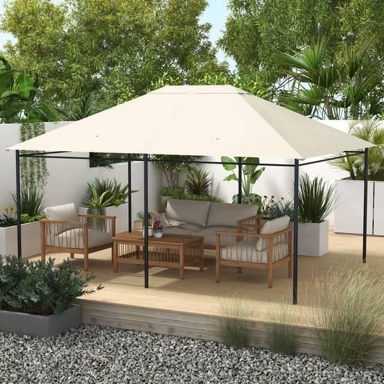 Outsunny - Toile de remplacement pour pavillon tonnelle tente gazebo jardin 3x4m anti-UV tissu polyester haute densité 180g/m² crème - Outsunny - Image 2