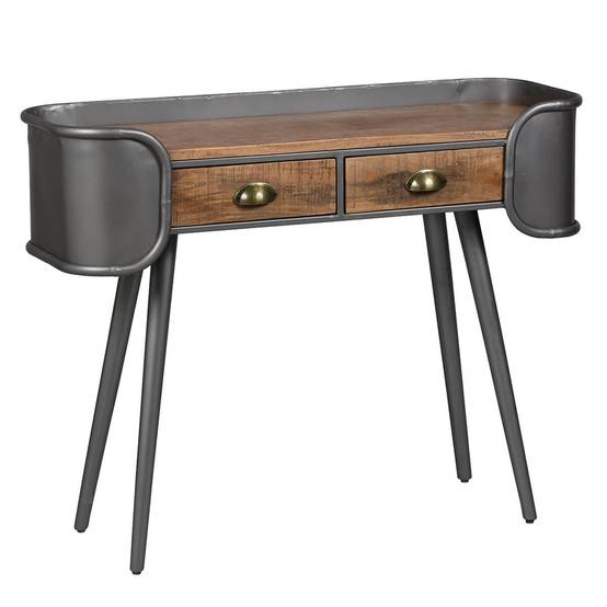 ANDRIAN - Console 2 tiroirs bois pin recyclé ANDRIAN - Console 2 tiroirs bois pin recyclé