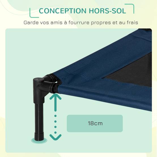 Lit de camp surélevé Métal pour chien et chat Couchage rafraîchissant 76cm bleu marine - ComfortXL Outdoor Living - Image 6